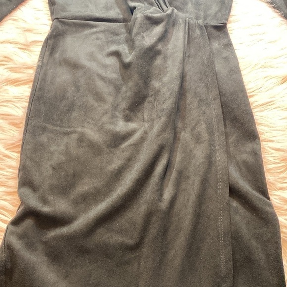 J. McLaughlin Faux Suede Faux Wrap Black Mini Dress - Picture 9 of 12
